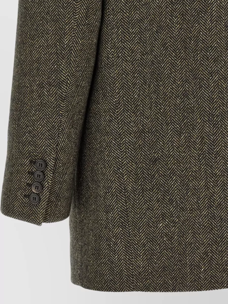 Saint Laurent Herringbone Single Breasted Blazer