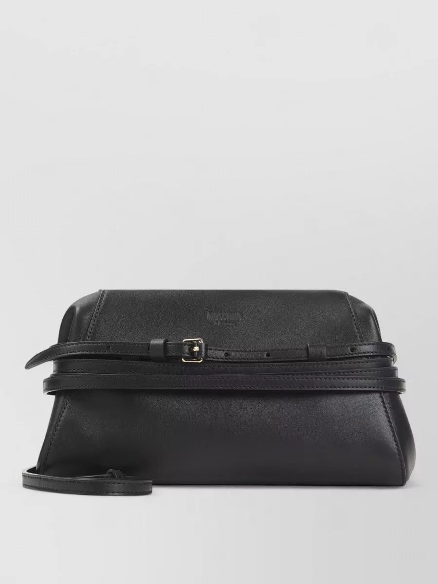 Moschino Leather Belt-Detail Shoulder Bag