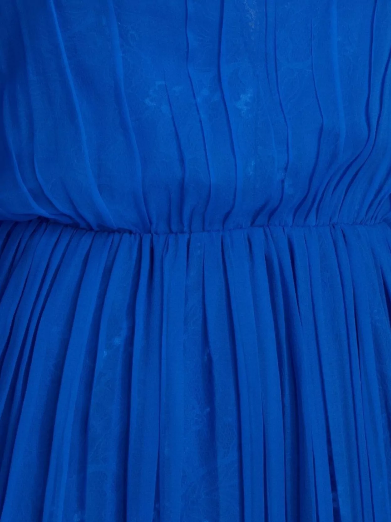 Alberta Ferretti Lace Detailed Pleated Sheer V-Neck Dress