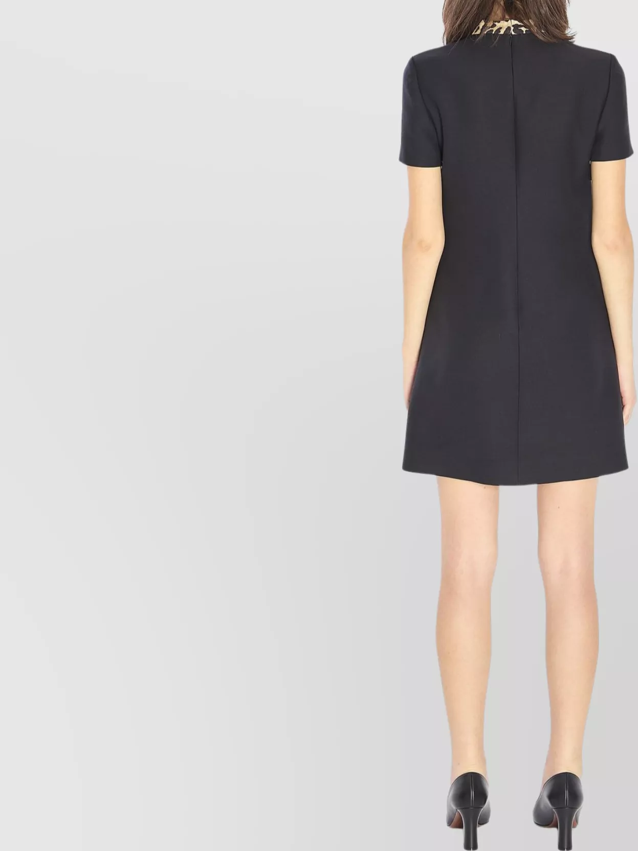 Valentino Embellished Pussy-bow Wool And Silk-blend Crepe Mini Dress In Black
