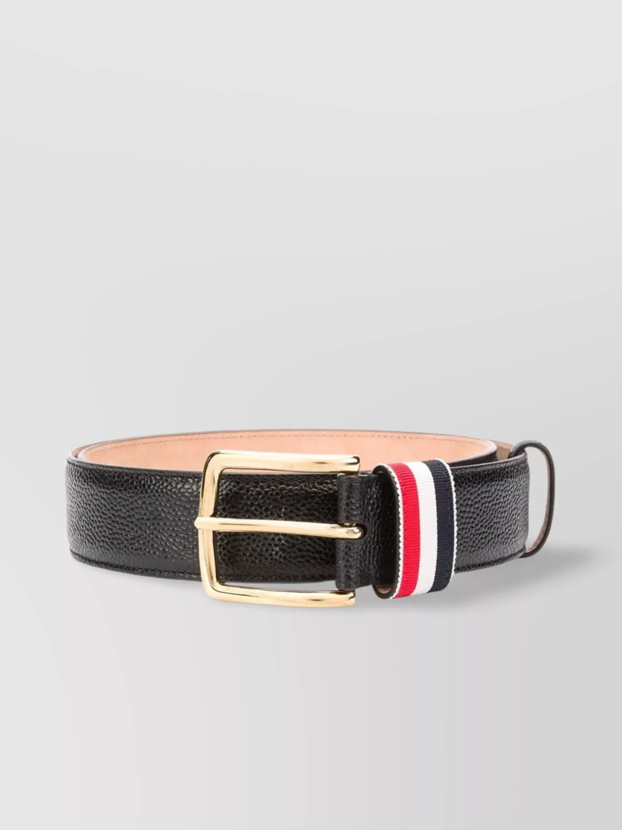 Shop Thom Browne Pointed Tip Leather Belts With Adjustable Fit In Grey