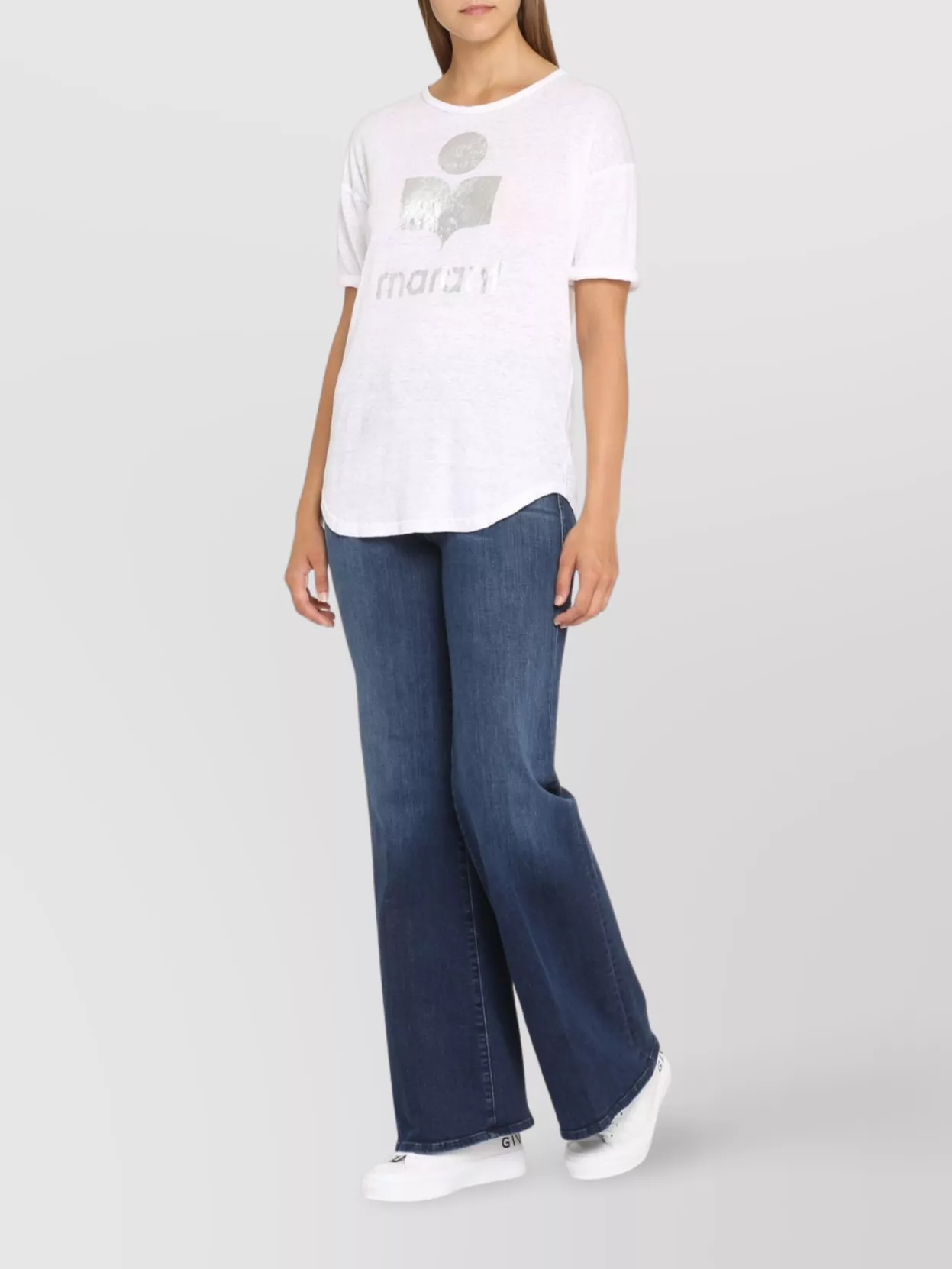 Isabel Marant Étoile Zewel Metallic Logo Slub Linen Graphic Tee