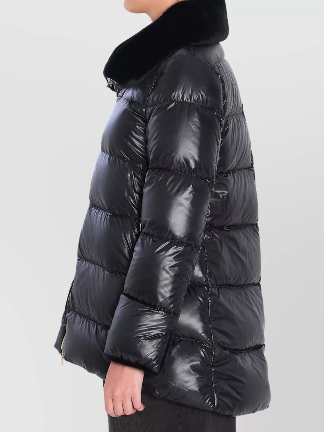 Herno Nylon Ultralighe E Faux Down Jacket In Black