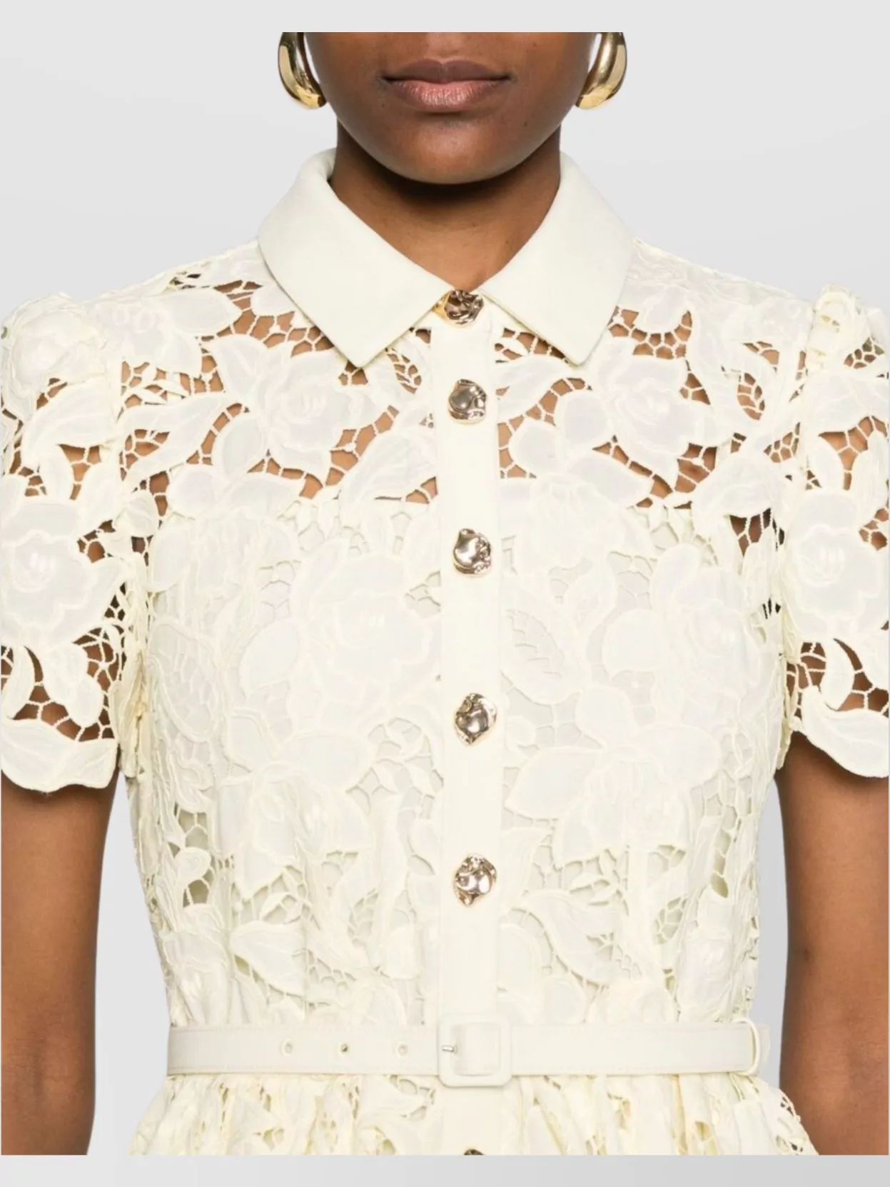 Self-Portrait Lace Collared Midi Dress