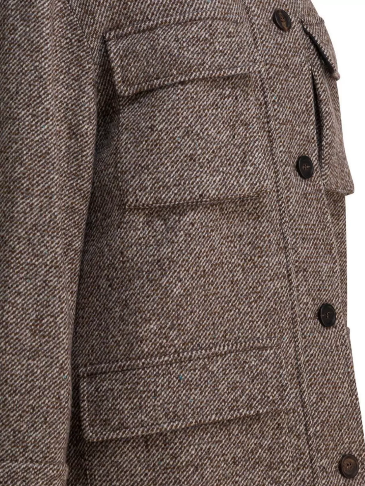 Brunello Cucinelli Virgin Wool And Silk Diagonal Coat In Brown