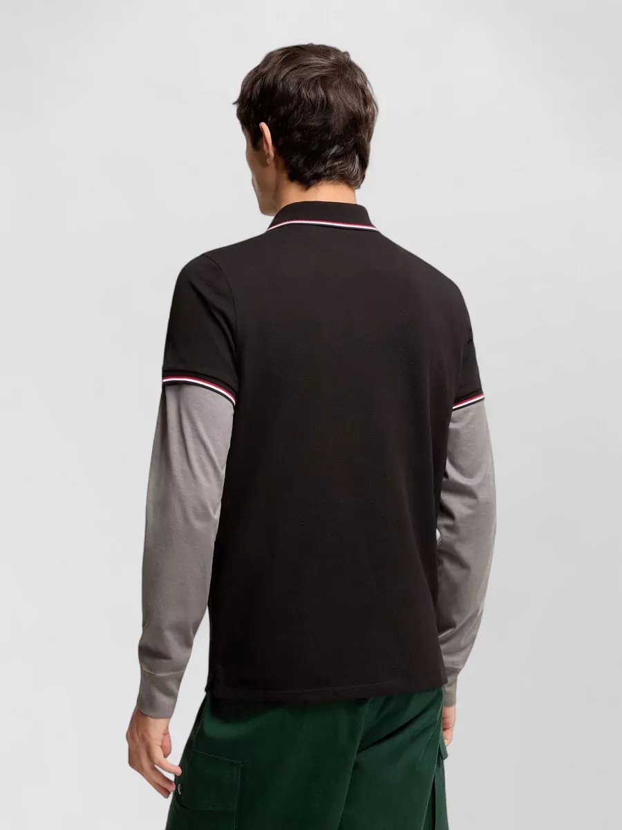Moncler Cotton Pique Polo Shirt Tricolor Accents