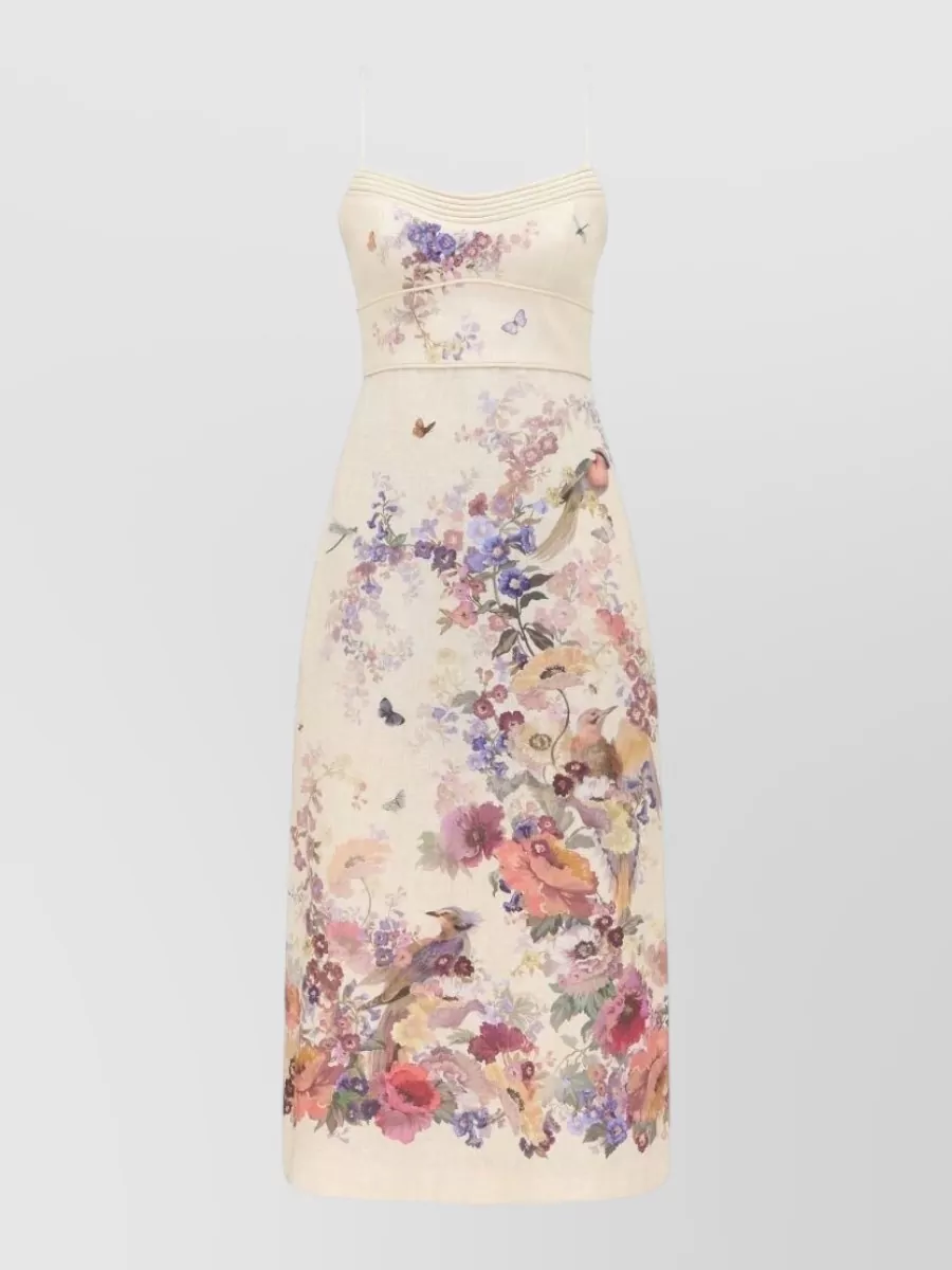 Zimmermann Linen floral-print v-neck midi dress