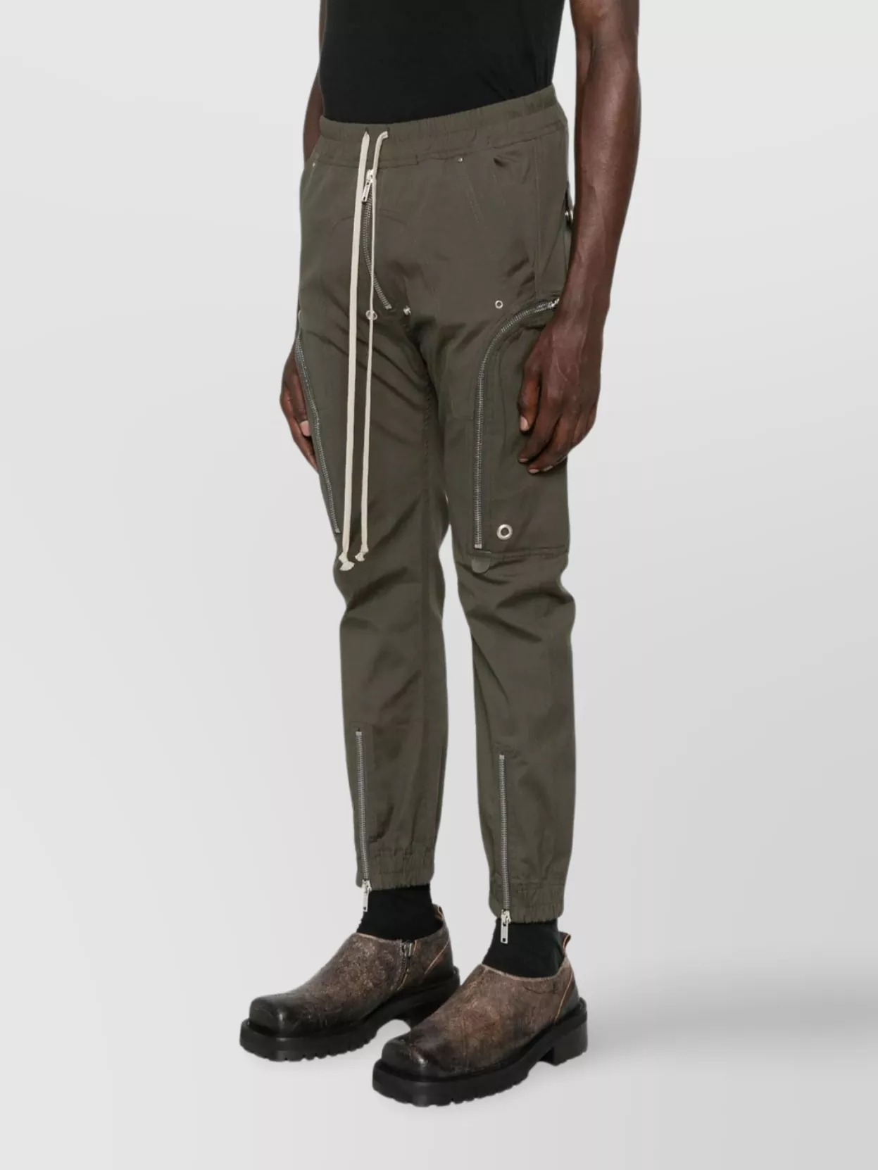 Rick Owens Slim Fit Cargo Trousers Featuring Zippers