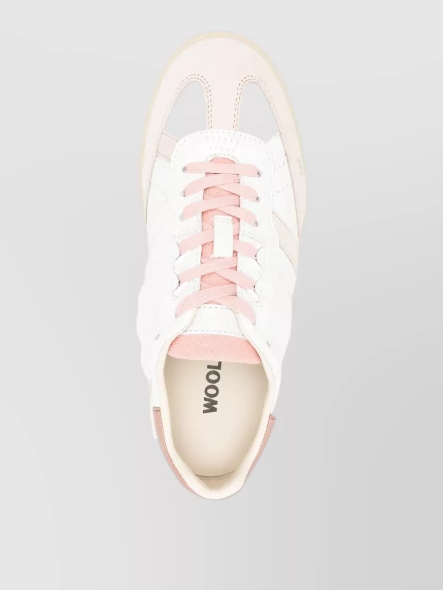 Woolrich Double U Leather Sneakers Round Toe