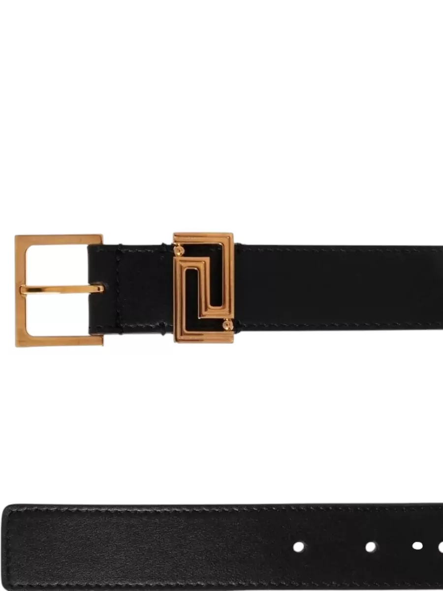 Versace Calf Leather Belt 30 Mm Adjustable
