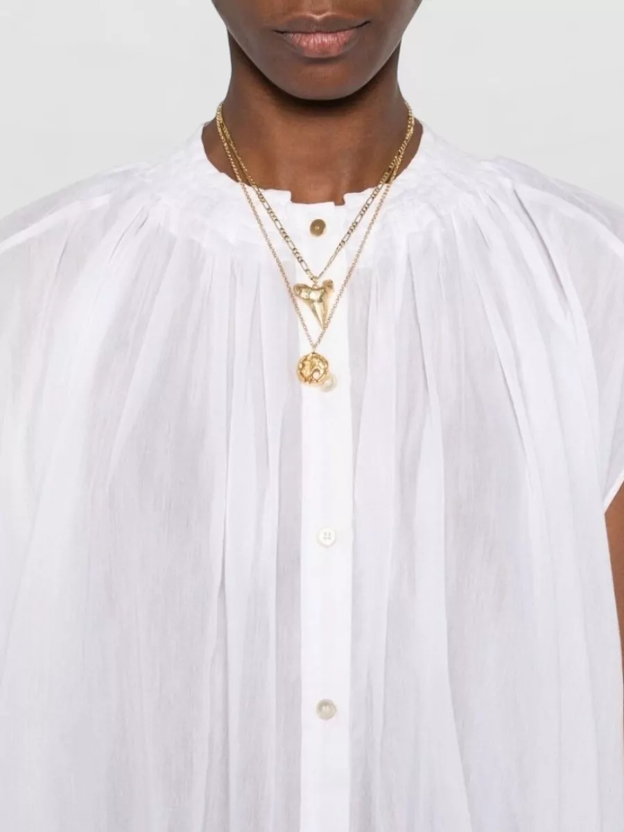 Forte Forte Cotton Silk Gathered Cap Sleeve Blouse