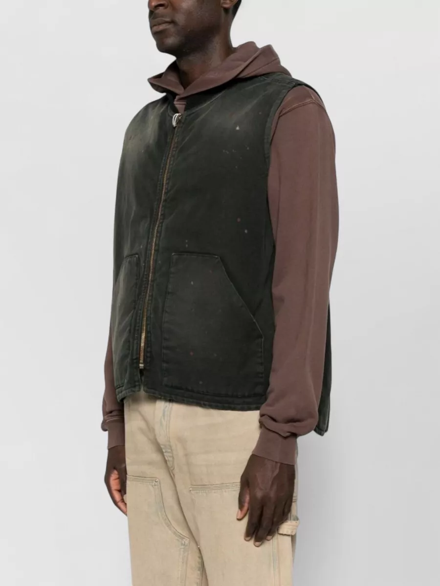 Maison Margiela Cotton Paint-Splatter Sleeveless Workwear Vest