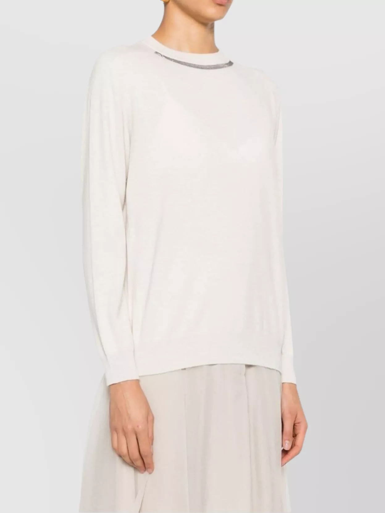 Brunello Cucinelli Monili-chain Knitted Top In White