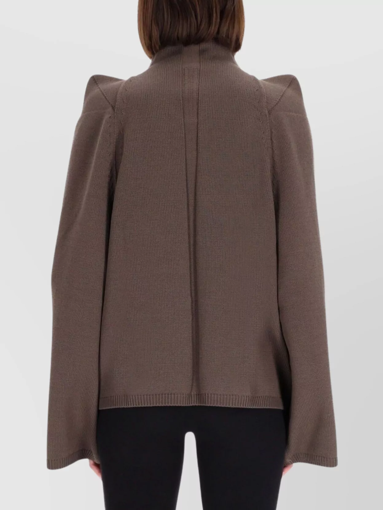 Rick Owens High Neck Long Sleeve Top With Shoulder Detail In Brown