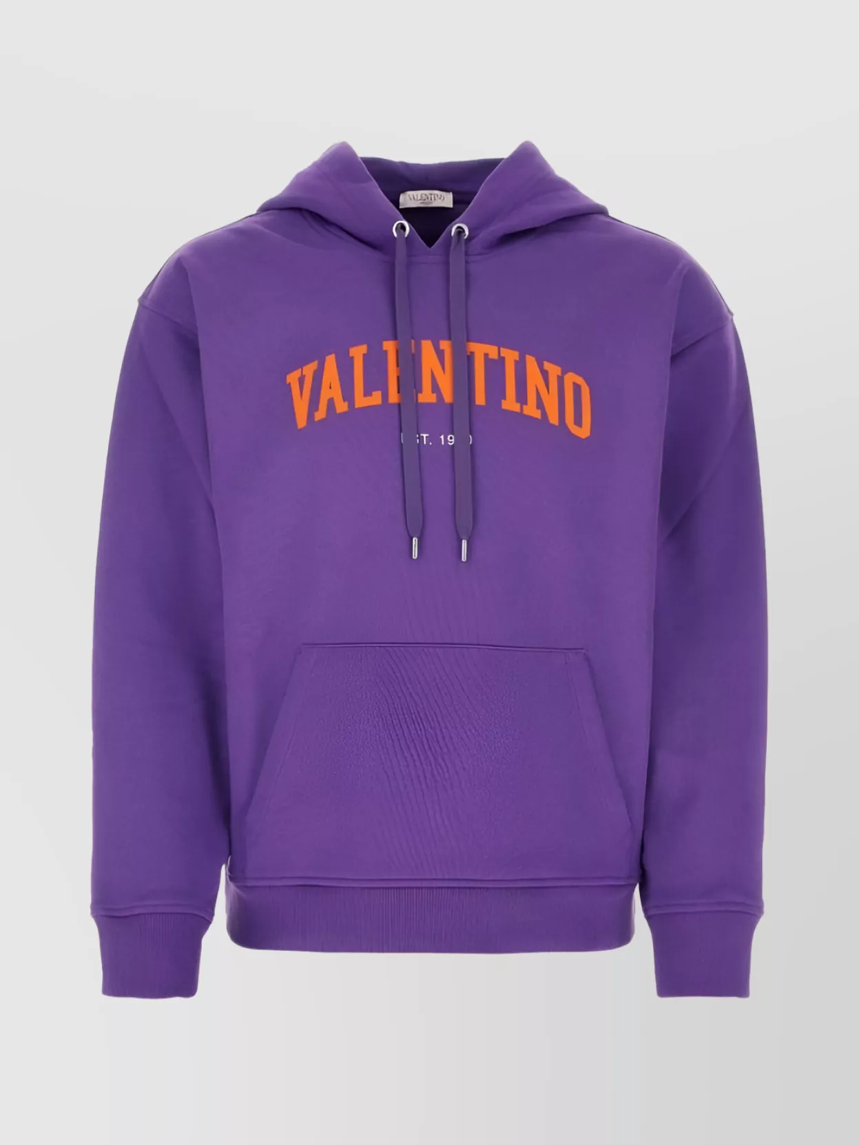 Shop Valentino Drawstring Hooded Sweater With Ribbed Cuffs In Purple