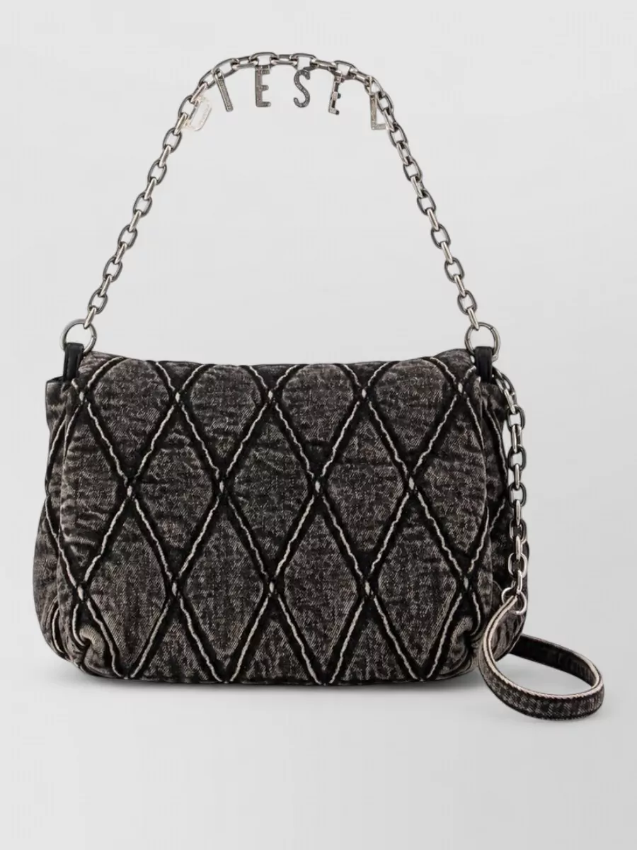 Diesel charm d medium denim clutch bag