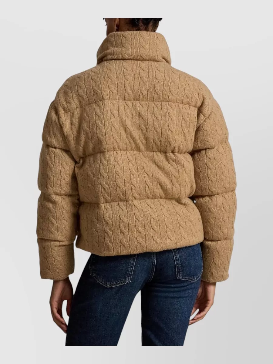 Polo Ralph Lauren Cashmere Wool Cable Knit Quilted Puffer Jacket
