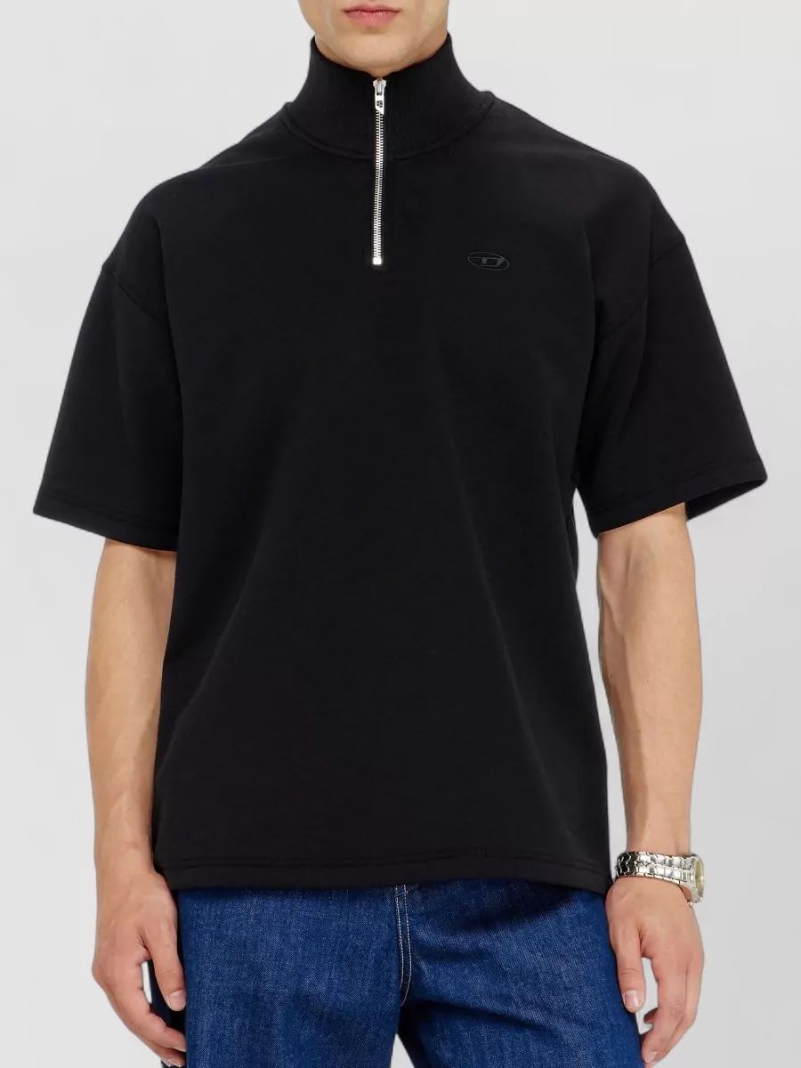 Diesel Ribbed-Collar Relaxed-Fit Short-Sleeve Sweatshirt
