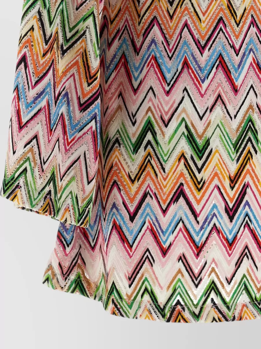 Missoni Chevron Knit Dress V Neckline Long Sleeves