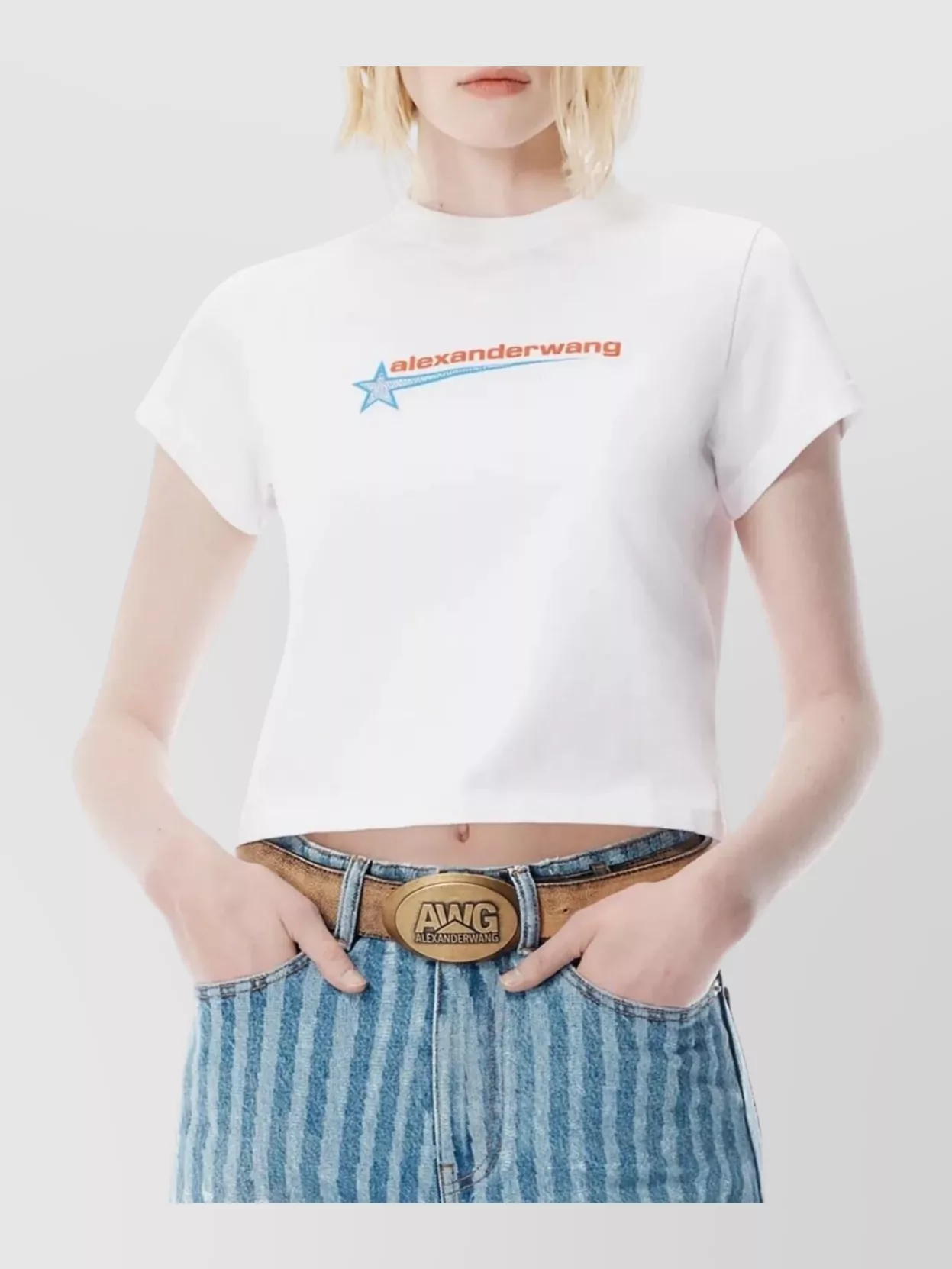 Alexander Wang Star Design Crystal Jersey T-Shirt