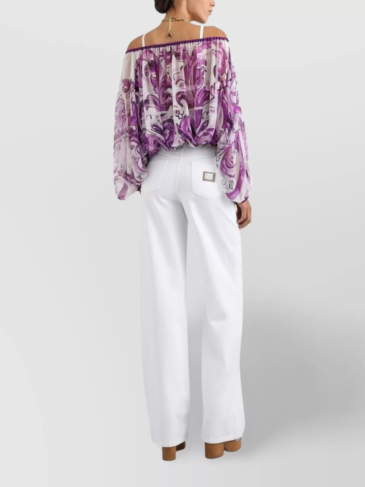 Dolce&Gabbana Sheer Off-The-Shoulder Top With Elasticated Accents