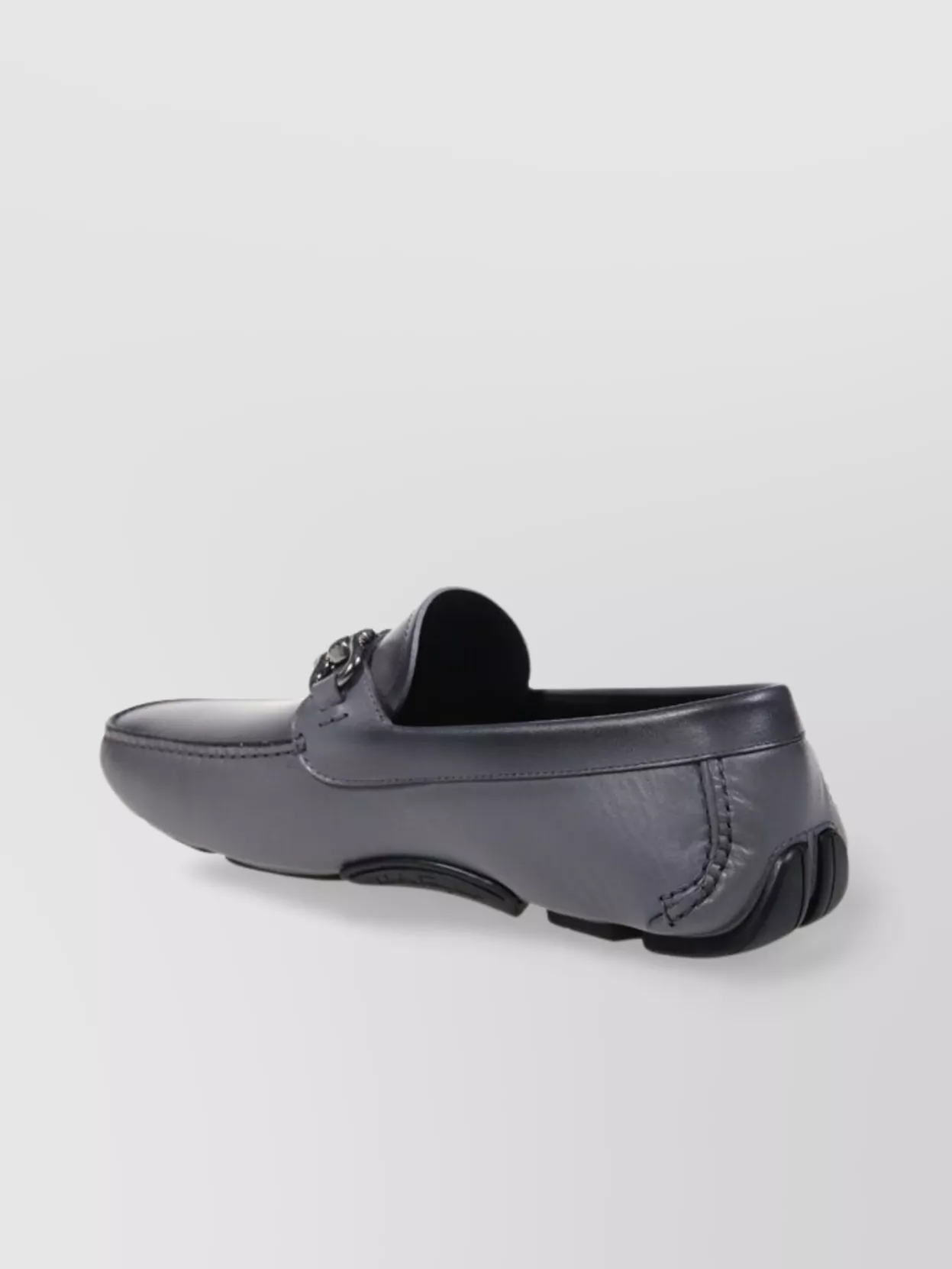 Ferragamo Paris Round Toe Loafer With Metallic Buckle
