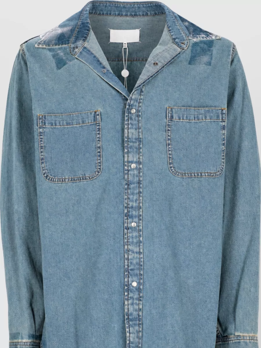Maison Margiela Denim Shirt Taped Shoulders Front Pockets