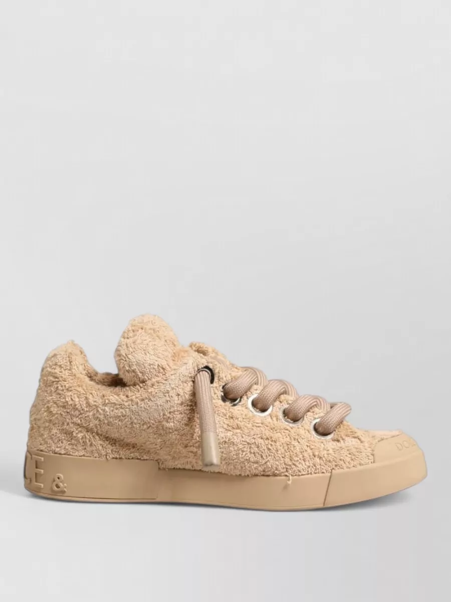 Dolce&Gabbana Faux Shearling Low Top Sneakers