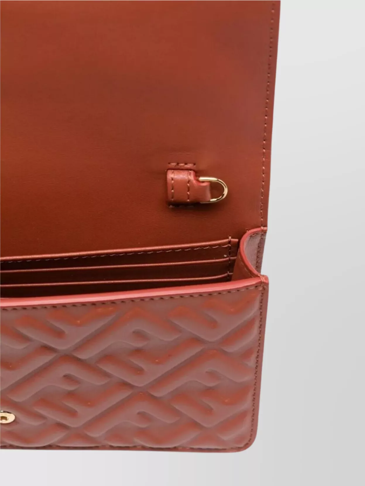 Fendi Nappa Leather Baguette Chain Wallet Ff Motif