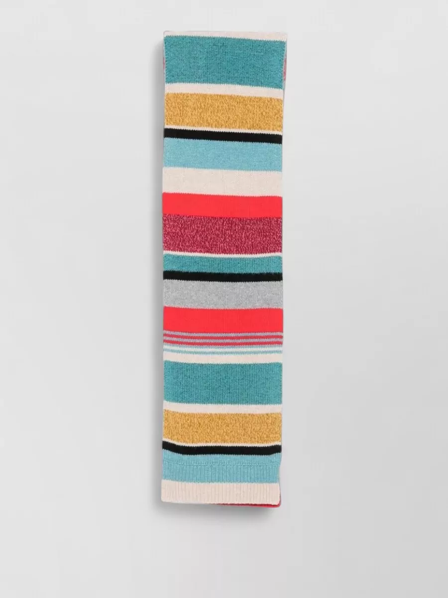 Paul Smith striped ribbed merino wool scarf