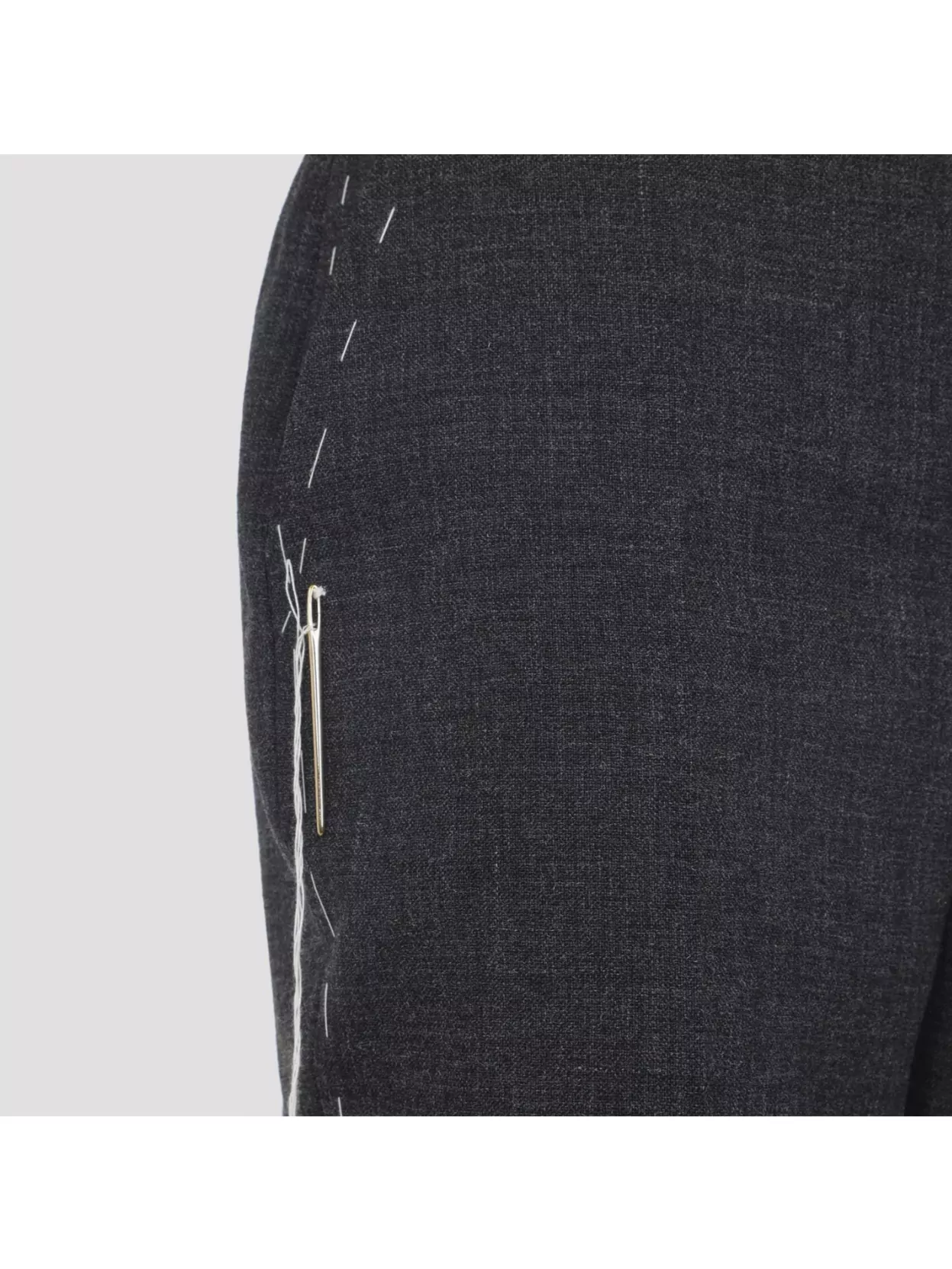 Moschino Contrasted-stitch Wool Pants In Gray