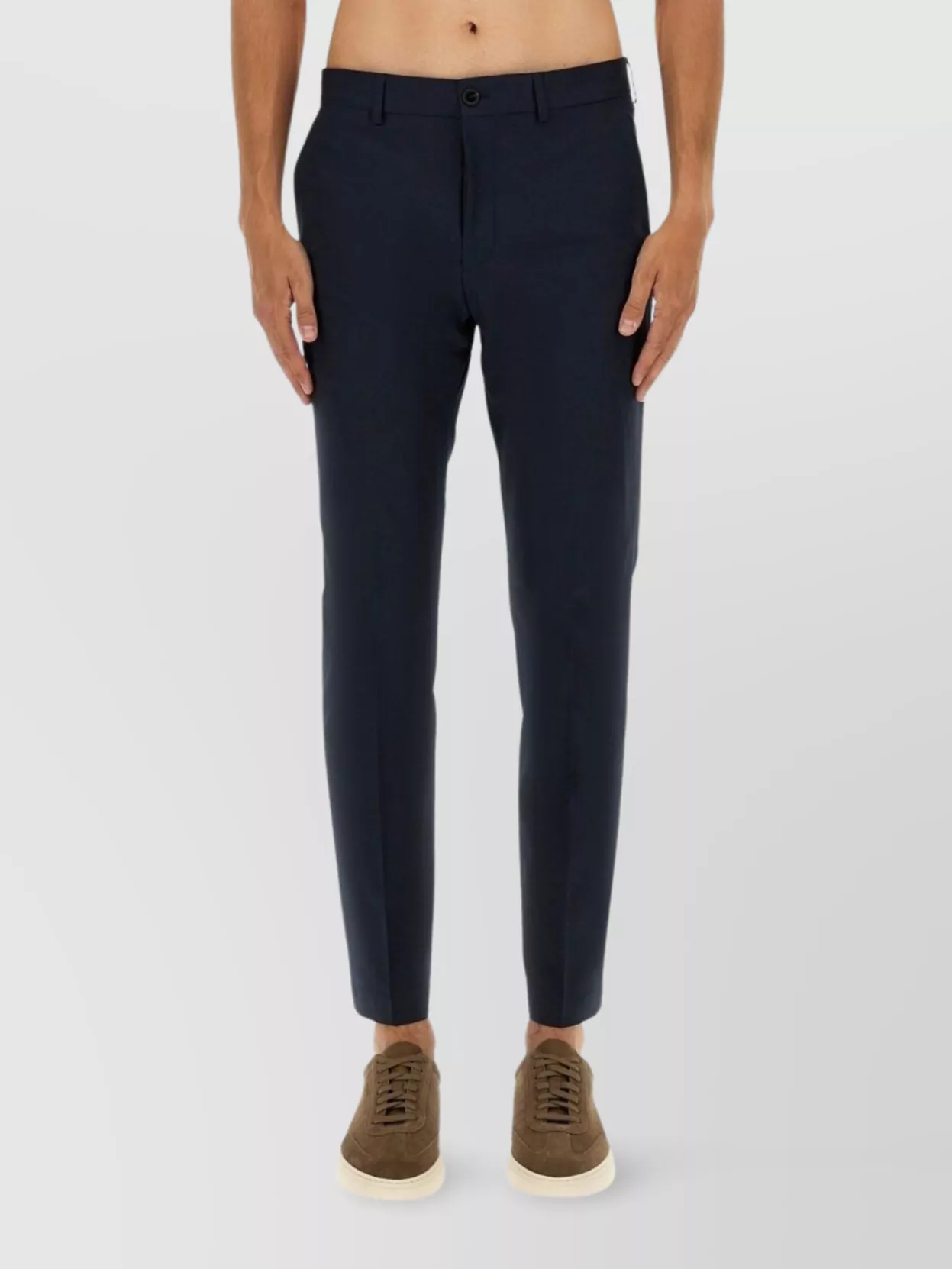 Hugo Boss Tailored Trousers With Pockets And Loops In Blue
