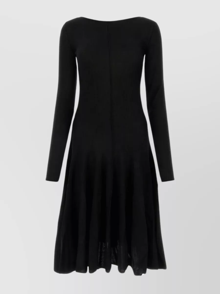 Shop Khaite Wool Dress With Sheer Back Panel In Black