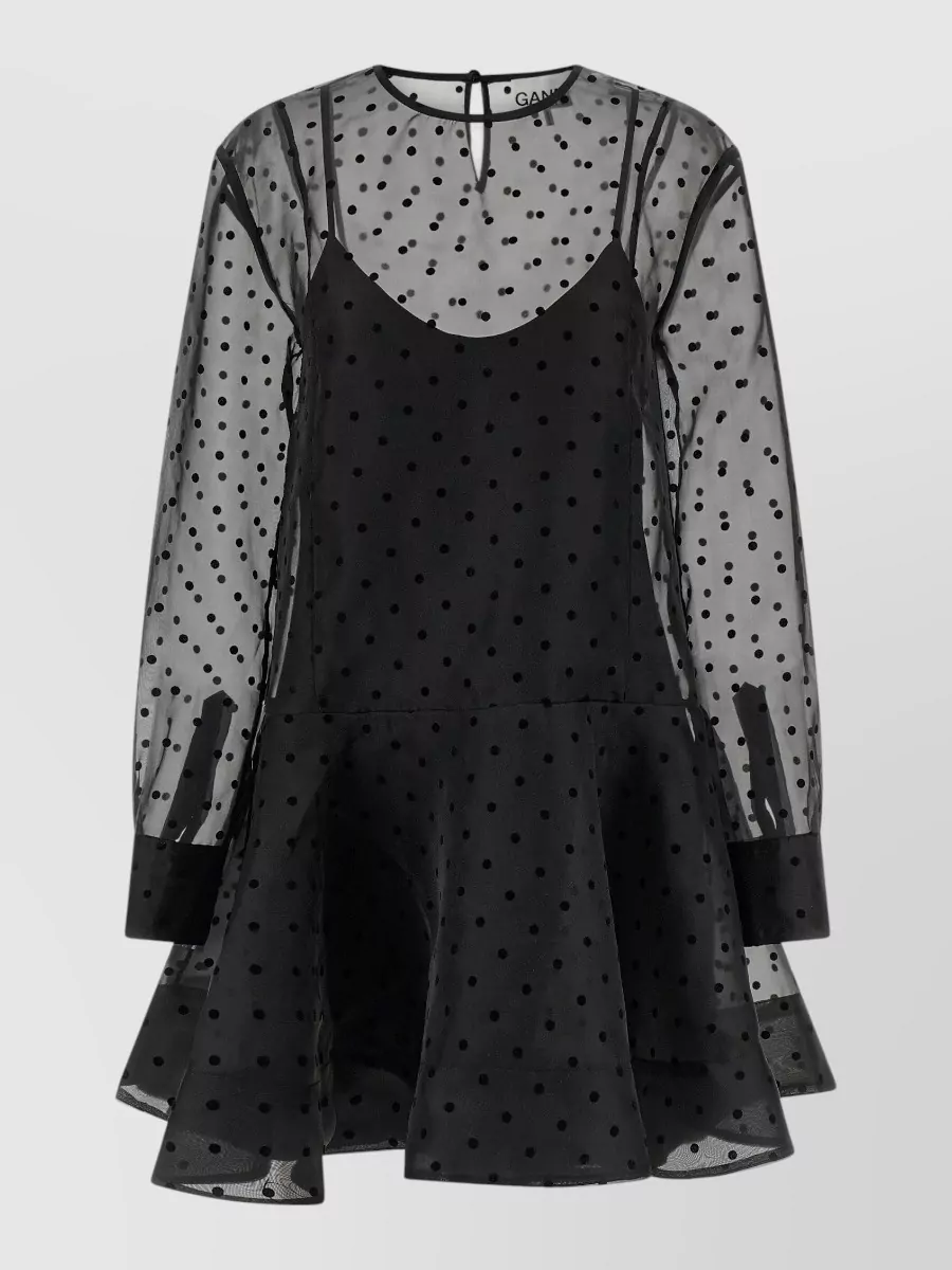 Ganni Polka-dot organza mini dress