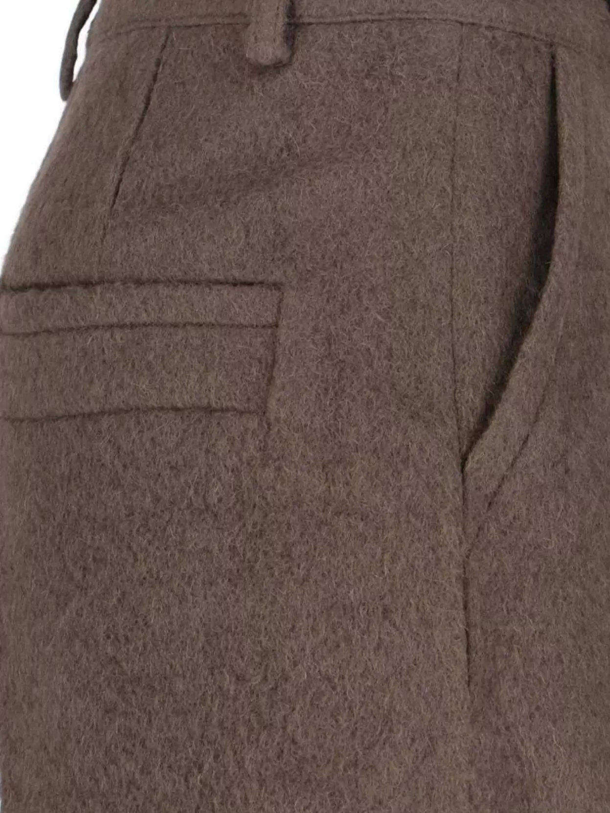 Low Classic Tailored Trousers With Pockets And Loops In Brown