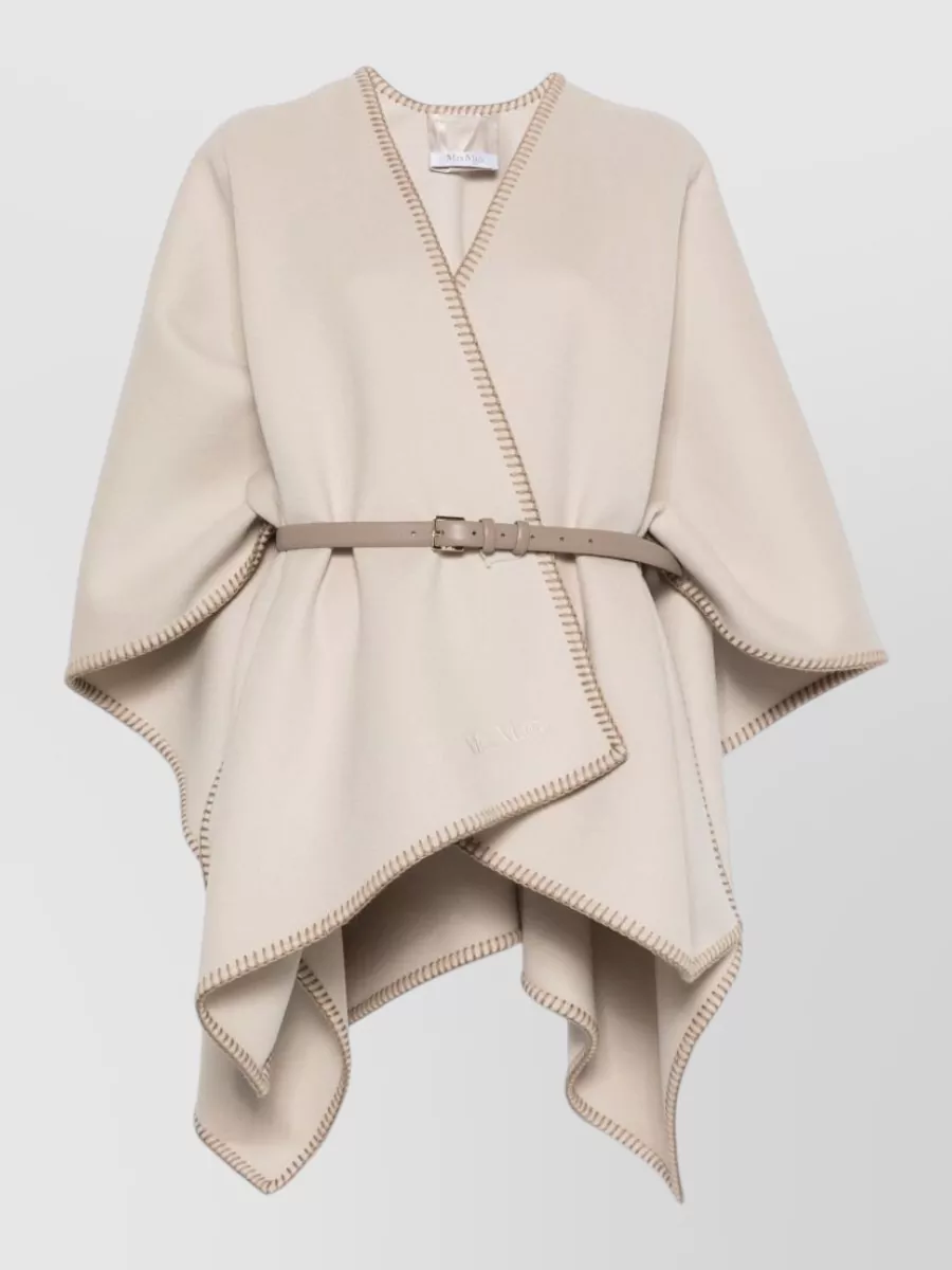 Max Mara Wool draped belted poncho