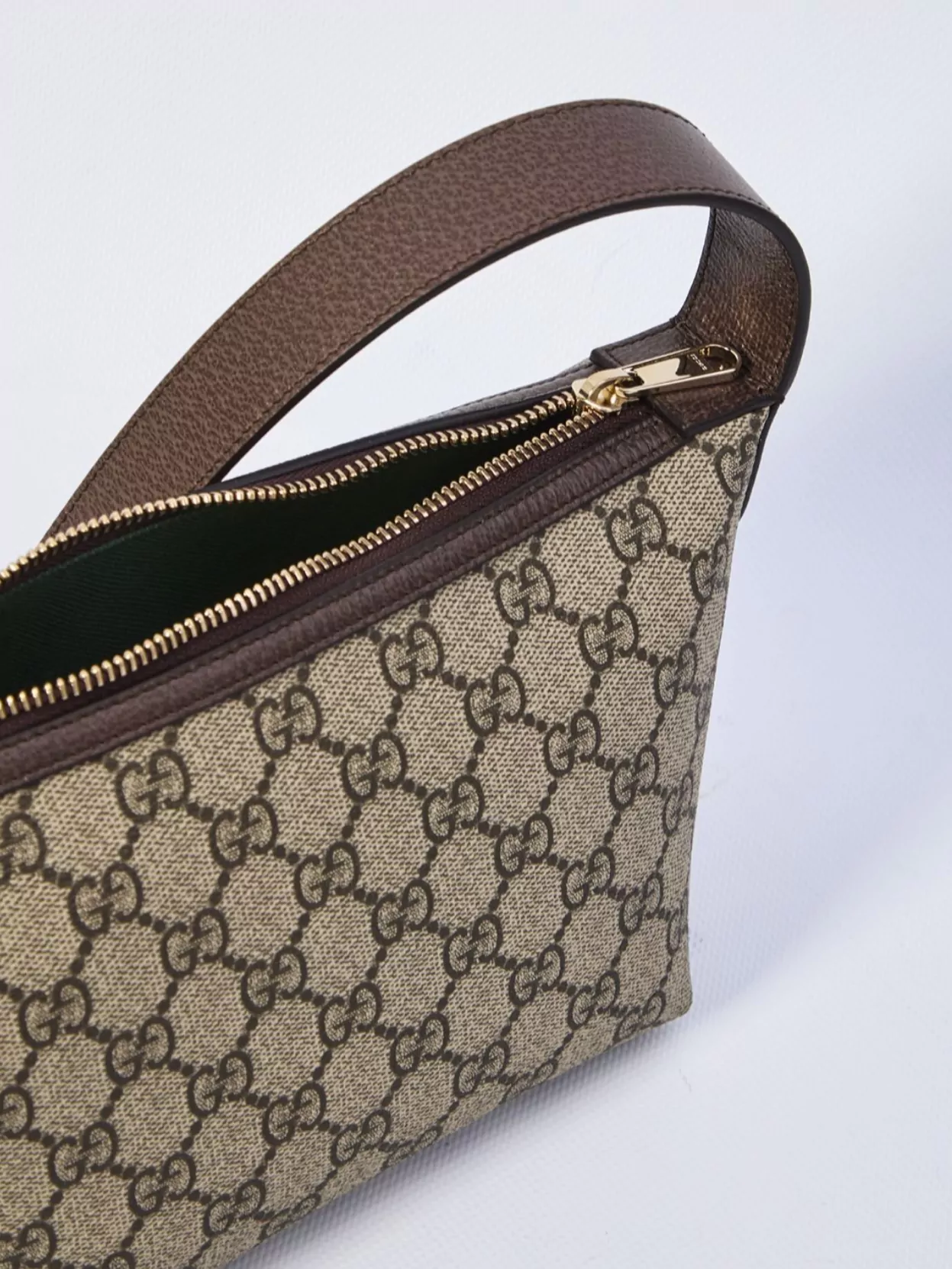 Gucci Monogrammed Fabric And Leather Shoulder Bag