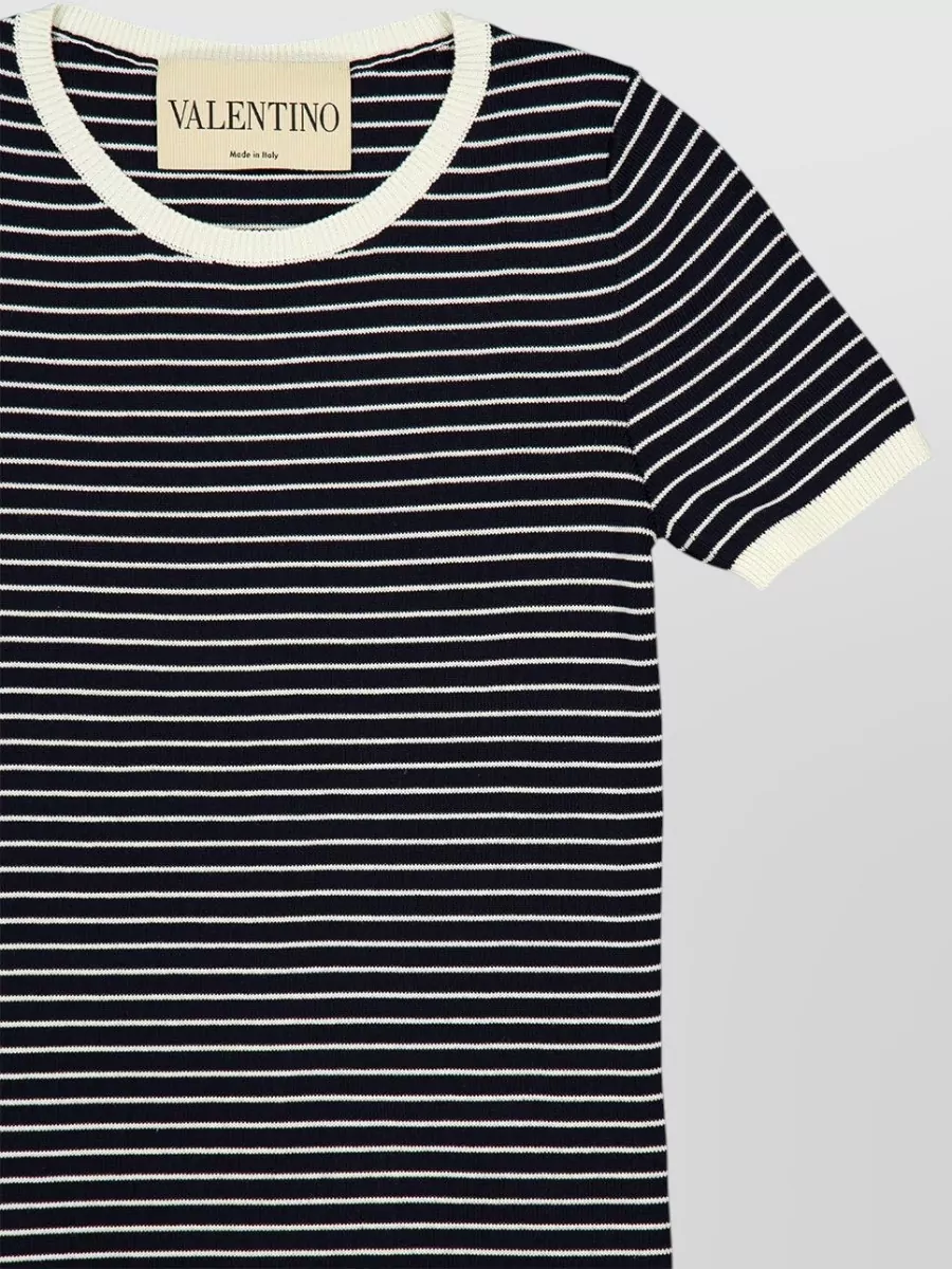 Valentino Garavani Striped Ribbed Knitted T-Shirt