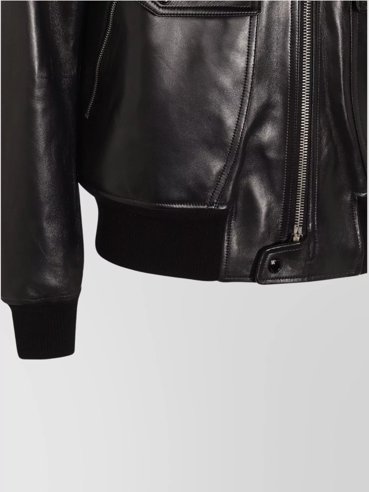 Tom Ford Leather Jacket With Front Pockets And High Collar
