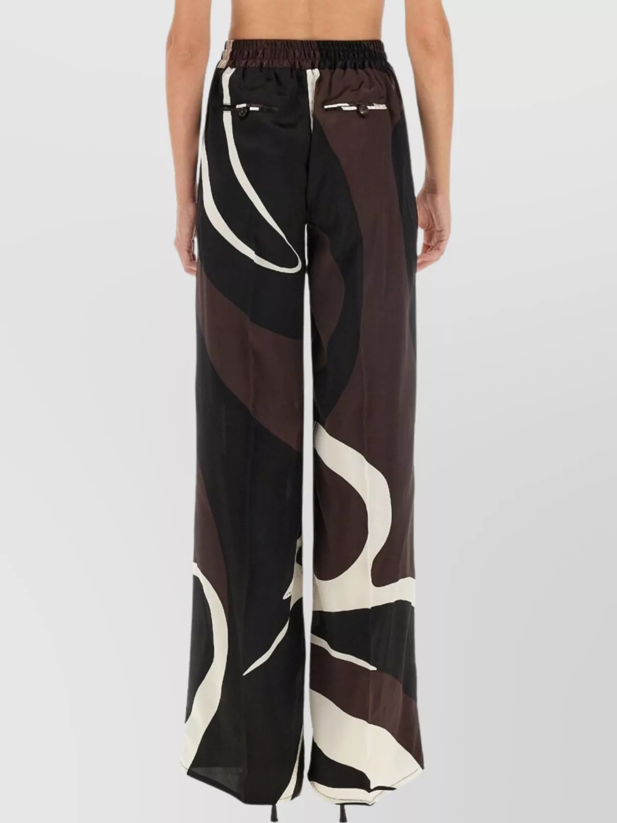 KITON ABSTRACT PATTERN WIDE LEG TROUSERS