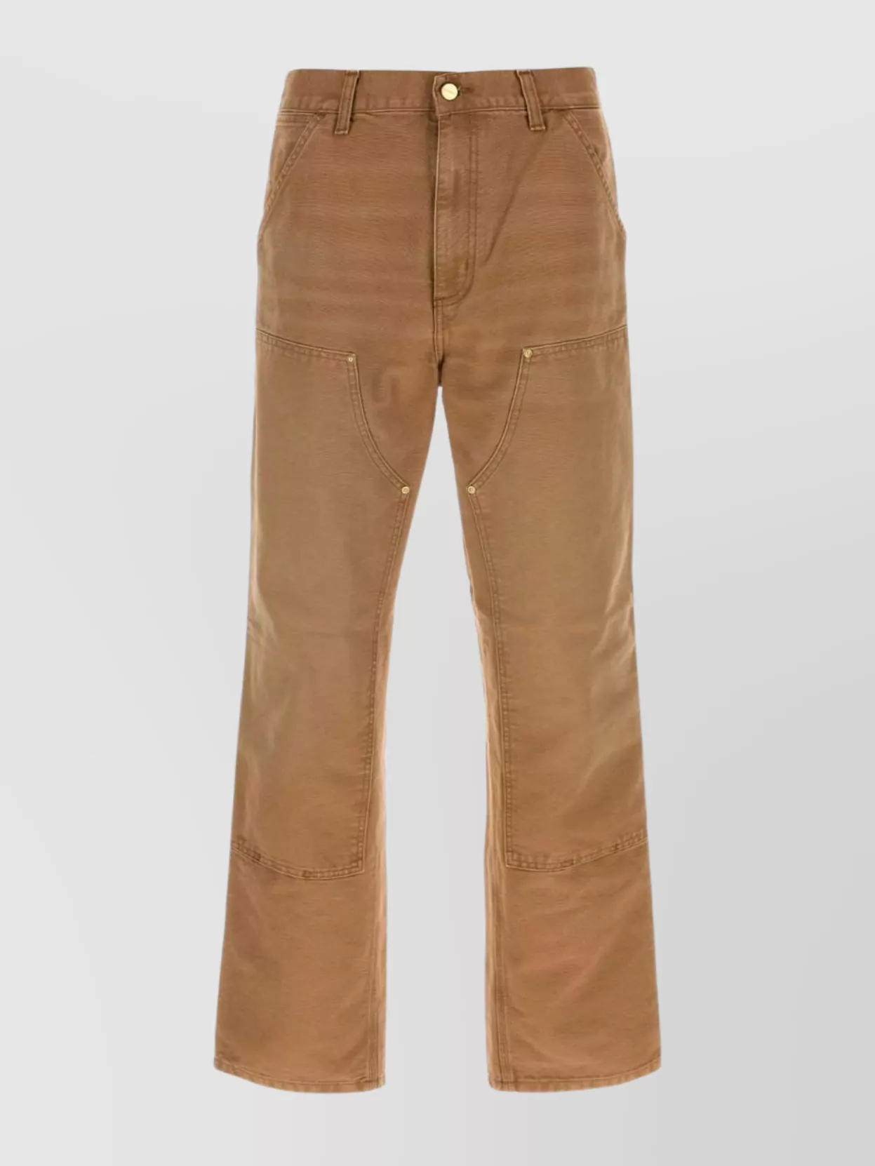 Carhartt Cotton Double Knee Straight Leg Trousers In Brown