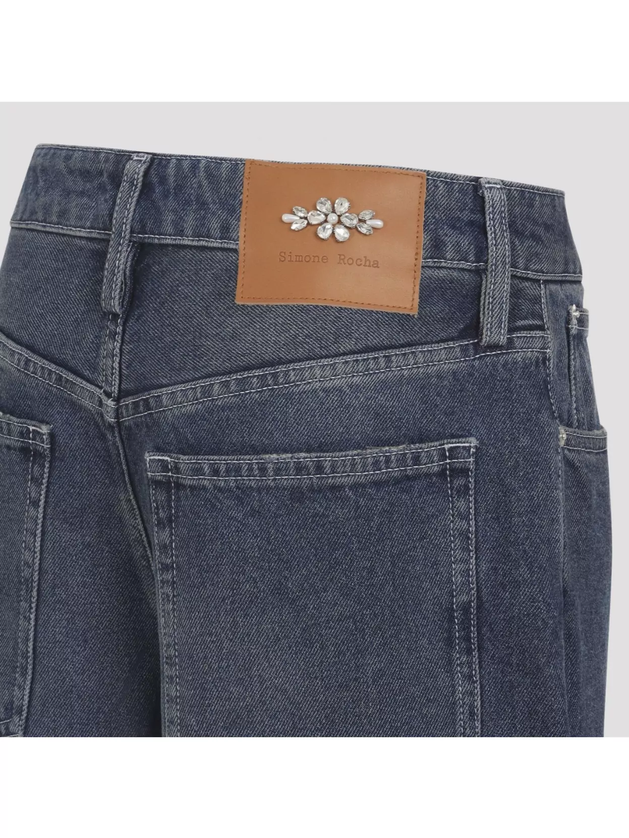 Simone Rocha Distressed Wide Leg Denim Trousers