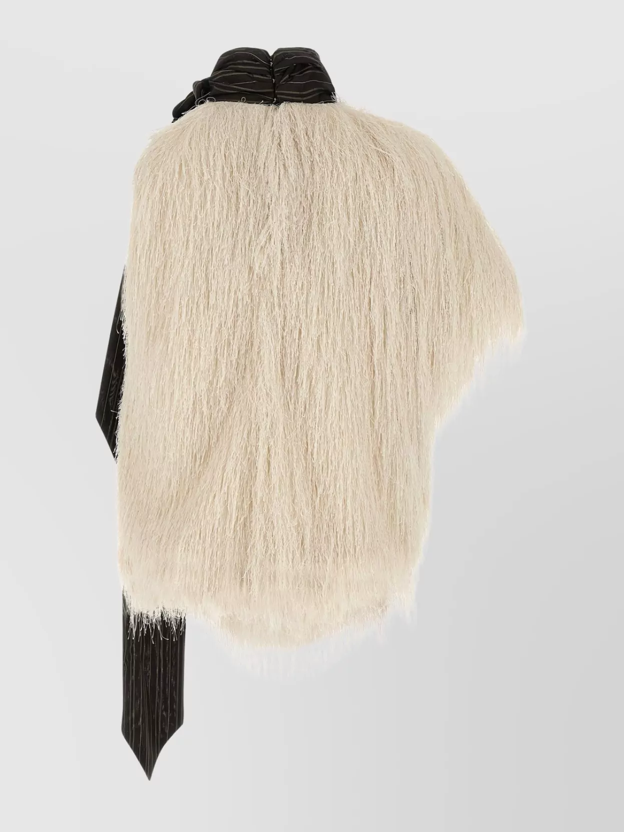 Dries Van Noten Asymmetric Striped Scarf Top Fringe Detailing In Neutral