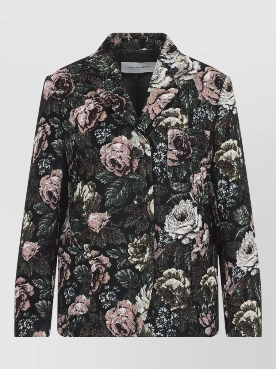 Dries Van Noten Jacquard Single Breasted Coat