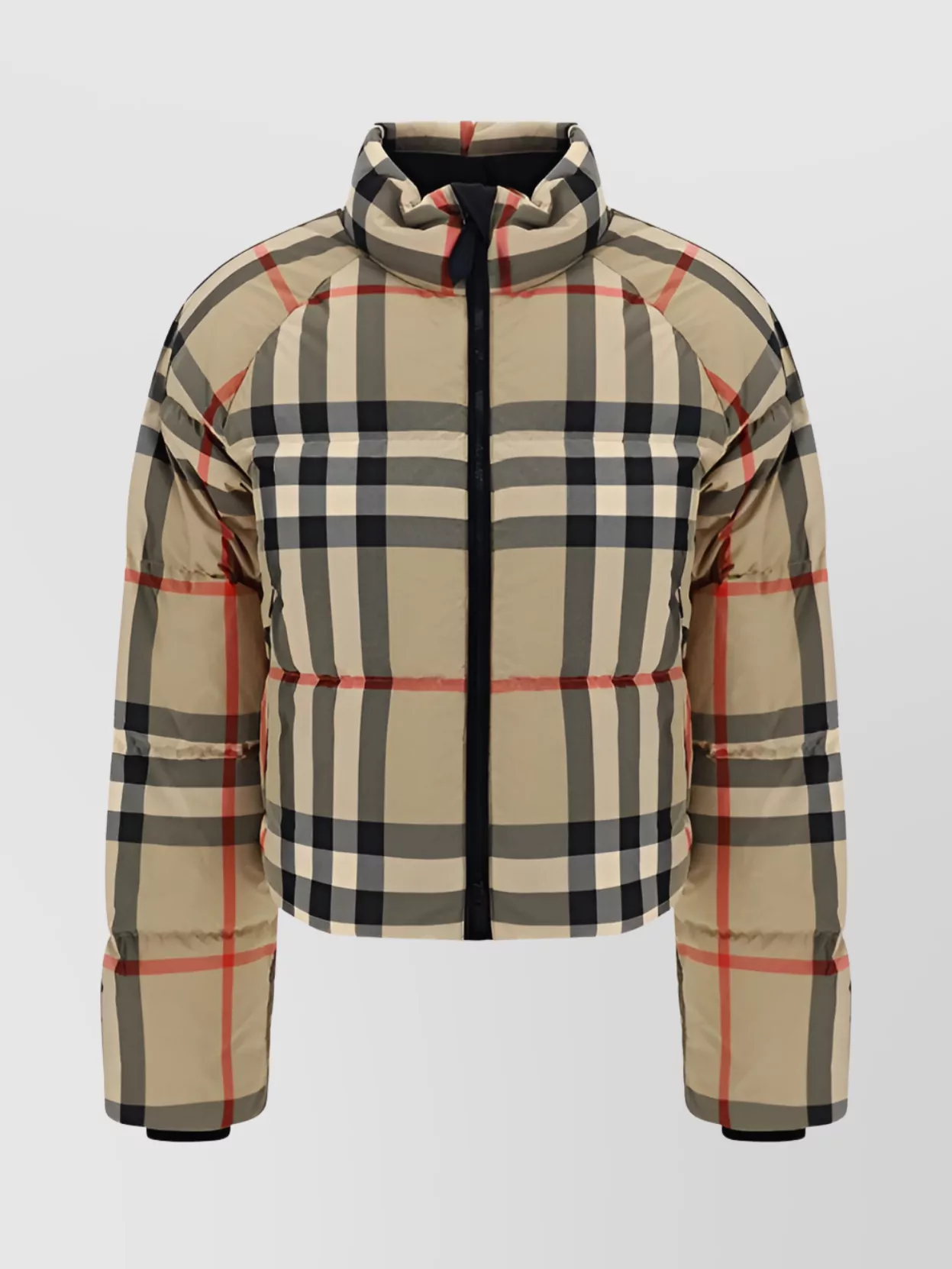 Shop Burberry Checkered Pattern Down Jacket