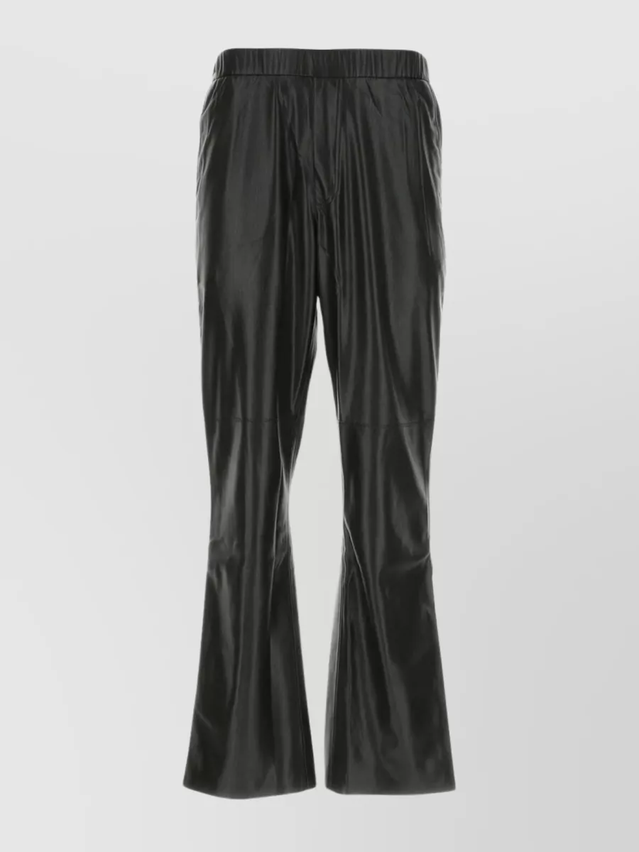 Shop Nanushka Maven Trousers: Wide-leg Elastic Waist In Black