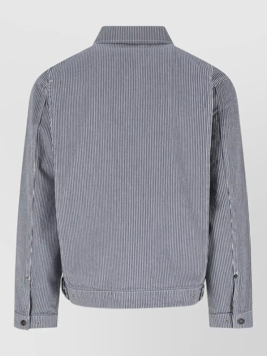 Dickies Coat Striped Pattern Zip Pocket Button Cuffs In Blue