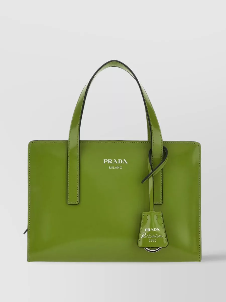 Shop Prada Detachable Straps Structured Leather Handbag In Green