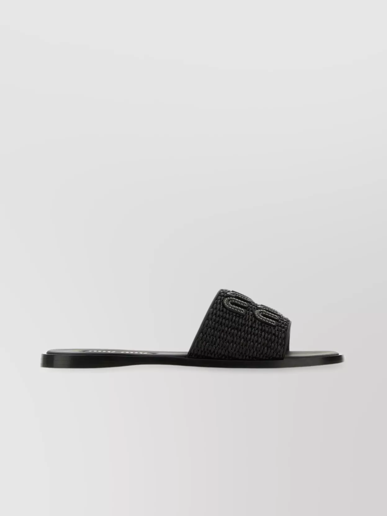 Miu Miu Raffia Slides & Flip Flops In Black