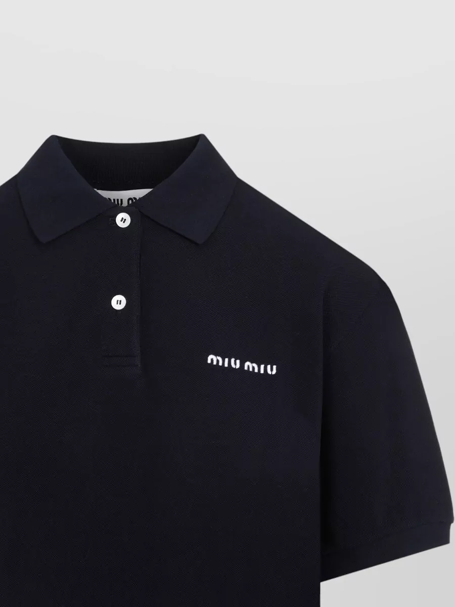 Miu Miu Short Sleeve Polo Collar Knit Top